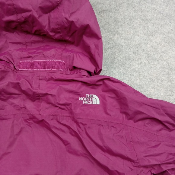 North Face Jacket Girl Large Purple Pink Hooded Mesh Lined Rain Windbreaker Coat - Picture 7 of 8